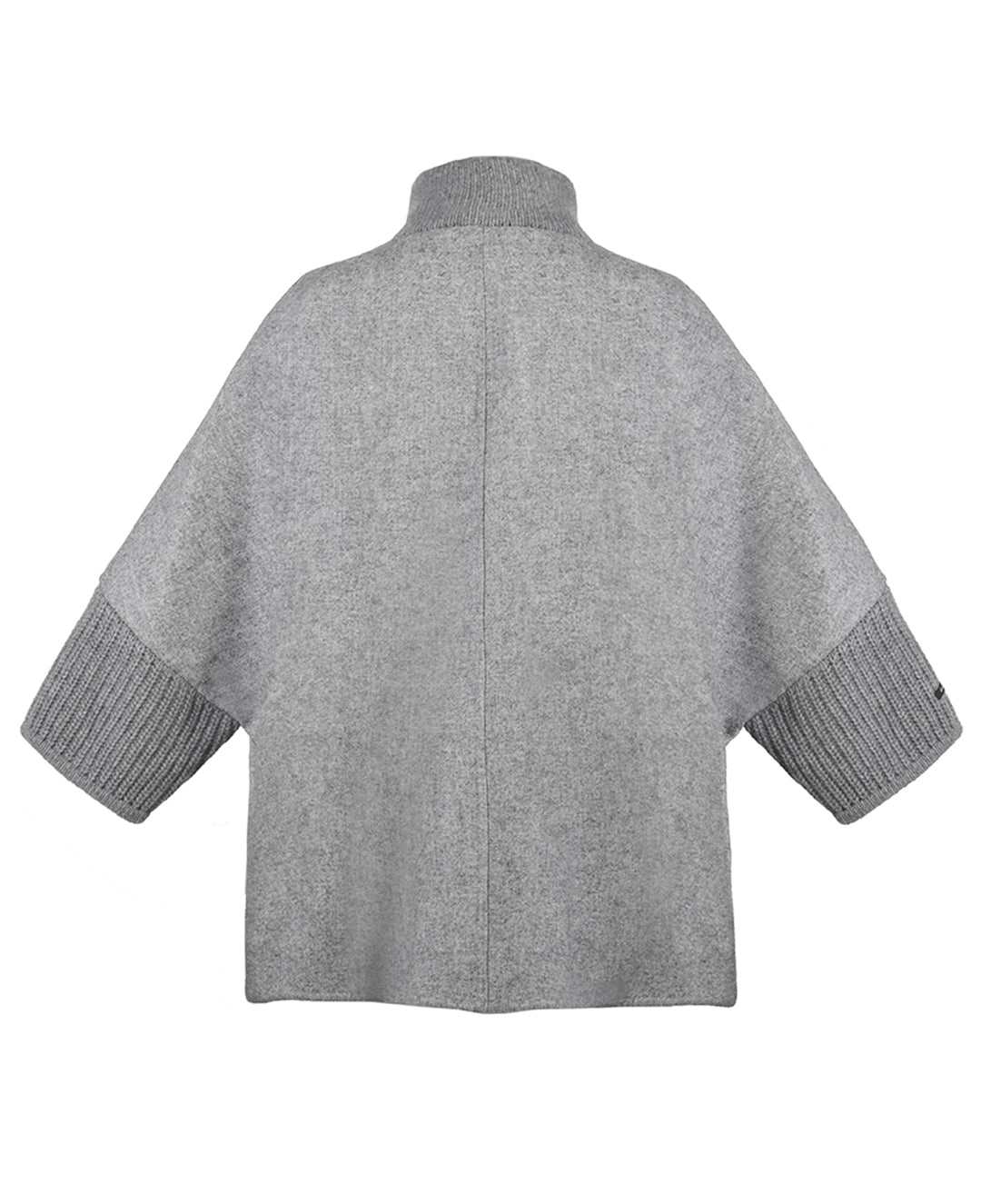 Capa de lana y cashmere con tejido de punto en mangas y aplicación de borrego en bolsas